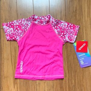 NEW SPEEDO Sun Shirt Pink Floral UV 50+ Sz 1-2 yrs